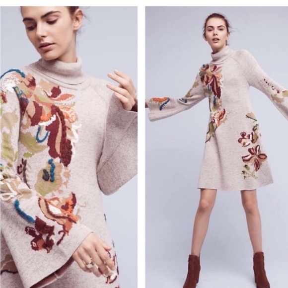 Anthropologie KNITTED & KNOTTED
Embroidered Petals Swing Dress Women's M - Picture 2 of 8
